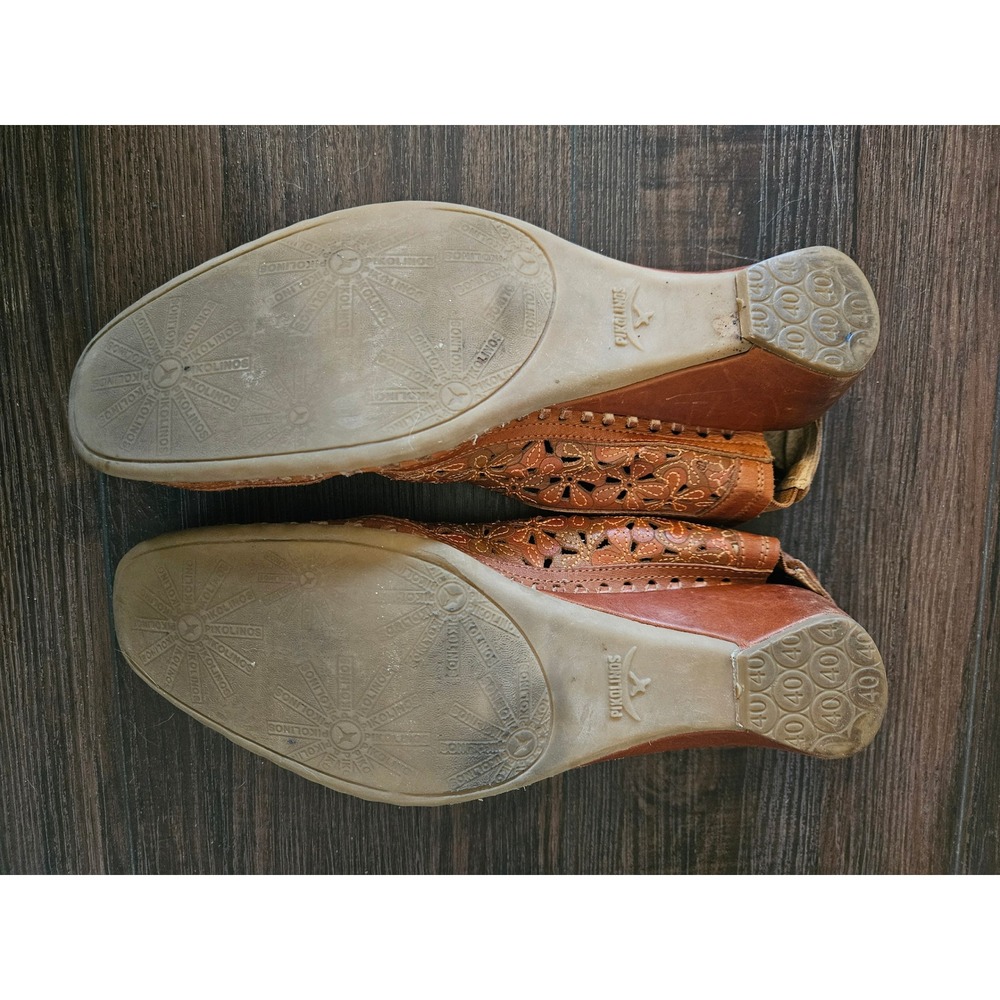 PIKOLINOS Leather Daisy Cutout Scalloped Mules Artisan Boho Cottagecore - Sz 40 - Picture 9 of 12